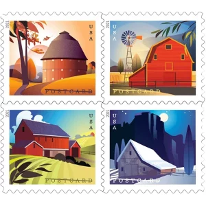 Barn Postcard 2021-5 Sheets / 100 Pcs